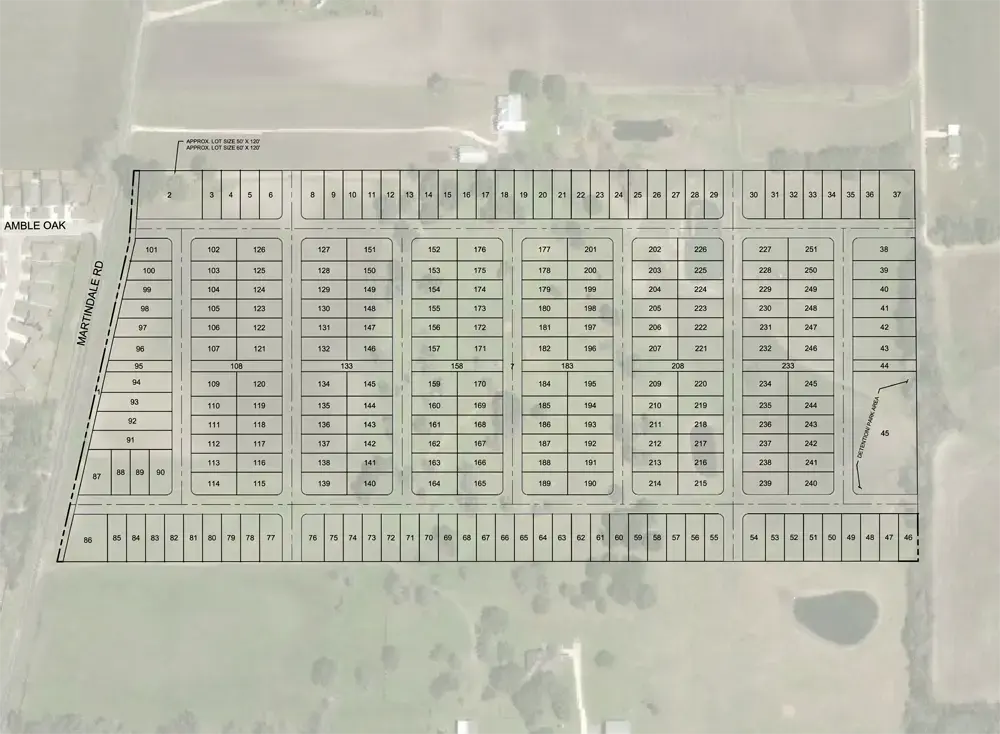 Overhead image of Camp Fimfo entry road and sign